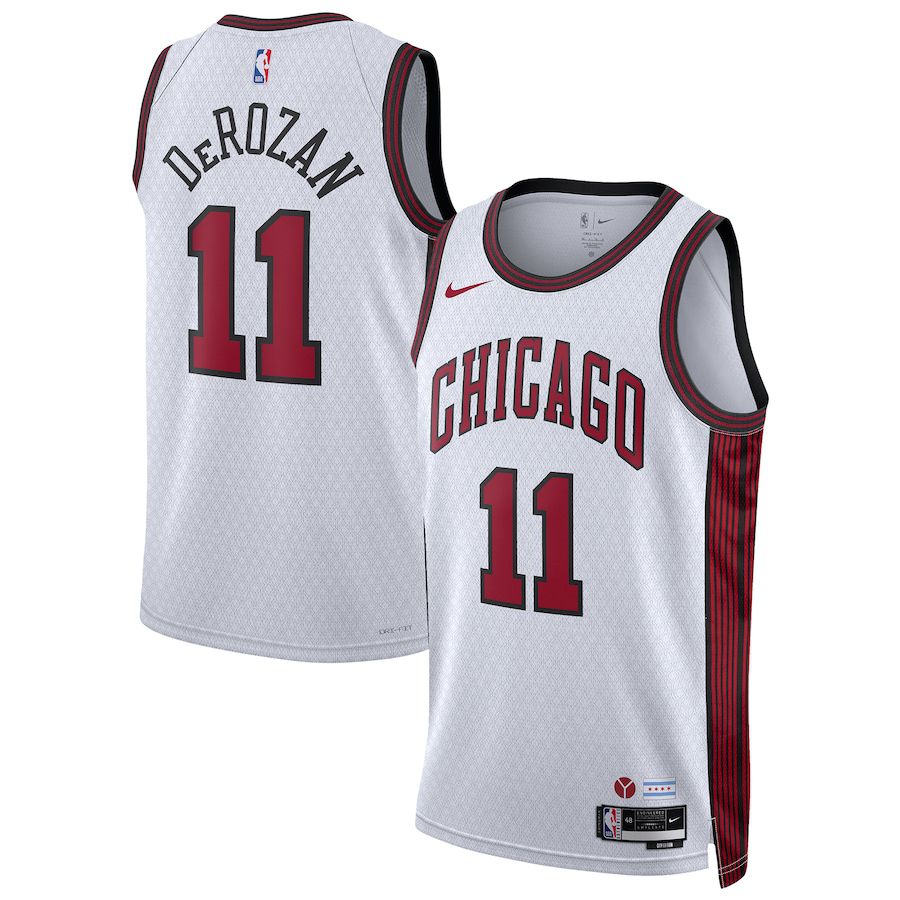 Men Chicago Bulls 11 DeMar DeRozan Nike White City Edition 2022-23 Swingman NBA Jersey